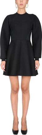 Dolce & Gabbana Geribbelde Crew Neck Jersey Jurk - Dames - Korte kleedjes - Zwart - M - Katoen - Kleedjes