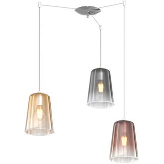 Top-Light Sospensione Contemporanea Shaded Metallo Cromo Vetro Multicolor 3 Luci E27