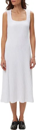Michael Stars Sofia Wide Rib Sleeveless Cotton Blend Knit Midi Dress in White at Nordstrom, Size X-Small
