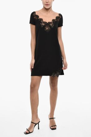 Dsquared2 Solid-Color Mini Dress With Lace Dsquared2