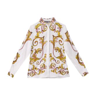 Versace Jeans Couture Shirts, female, Multicolor, Size: L Baroque Twill Shirt in White