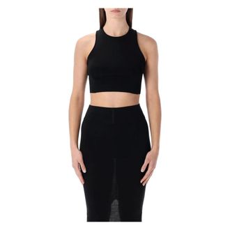 Rick Owens Sleeveless Tops, female, Black, Size: M Cropped Tank Top