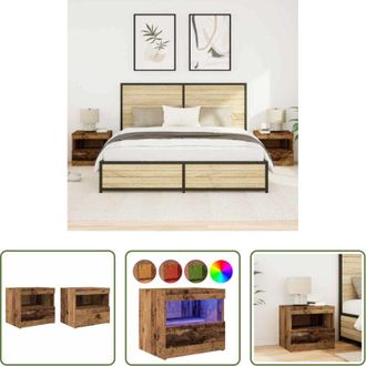 vidaXL Comodino da camera da letto - Armadio da Notte 2 pcs Legno vecchio 50 x 40 x 45 cm
