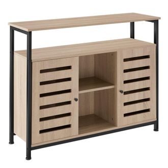 TecTake Aparador estilo industrial 3 estantes 100x37x82 cm madera clara
