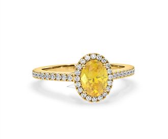 The Diamond Store Georgina Yellow Lab Diamond Oval Halo 1.60ct Ring in 18K Yellow Gold - Elara Collection
