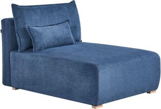 Beliani Chaise Lounge Blue Fabric Upholstered Lounge Chair wirh Cushion Minimalistic Style NERBO