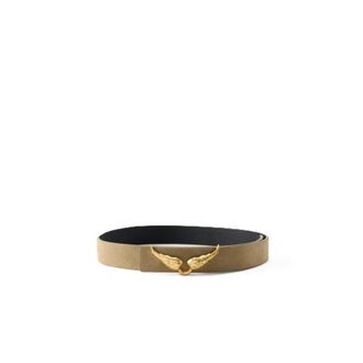 Zadig&Voltaire Belts, female, Beige, Size: S Rock Reversible 30Mm Suede Belt