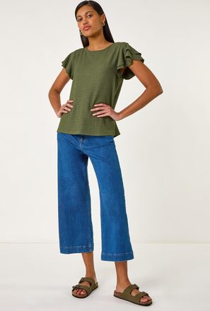 Roman Textured Frill Sleeve T-Shirt