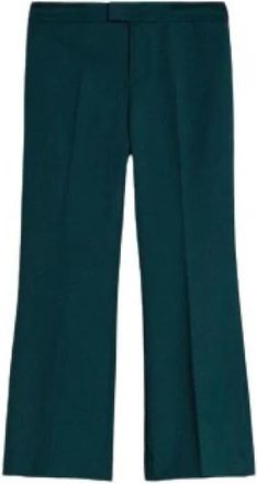 Twinset Donkergroene Flared Cropped Broek - Dames - Vrijetijds broeken - Groen - M - Wol - Broeken