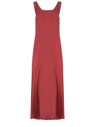 Alberta Ferretti Silk Blend Long Dress with Square Neckline