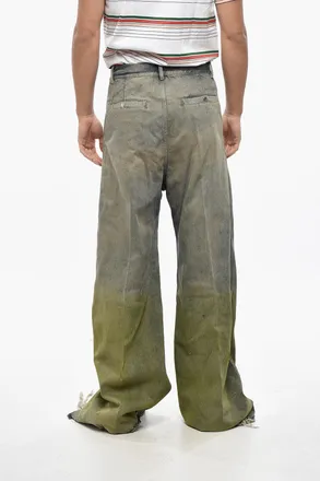 Rick Owens Acid-Wash Wide-Leg Jeans with 38cm Frayed Hem Rick Owens