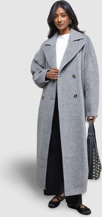 Warehouse Oversized Pleat Back Detail Maxi Coat in Grey Marl at Nordstrom, Size 8