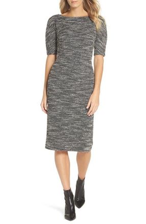 Maggy London Textured Arc Sheath Dress in Black/Soft White at Nordstrom, Size 4