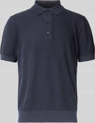 HUGO BOSS Regular Fit Strickpoloshirt aus Lyocell-Baumwoll-Mix Modell LANNOTTI in Marine, Größe XXXL