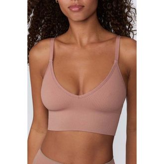 Harper Wilde Ribbed Seamless Triangle Bralette in Plum at Nordstrom, Size Xxx-Large