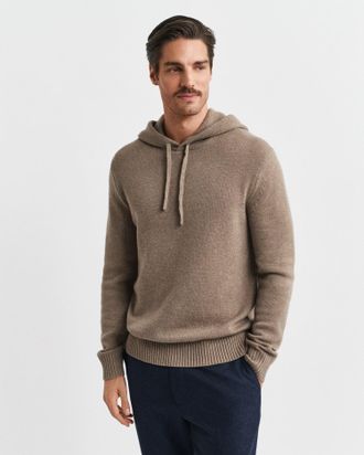 GANT Men Cashmere Blend Hoodie (XXXL) DK SAND MELANGE