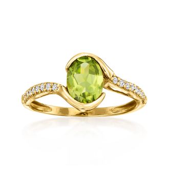 Ross-Simons Peridot Ring With. Lab-Grown Diamonds in 14kt Yellow Gold