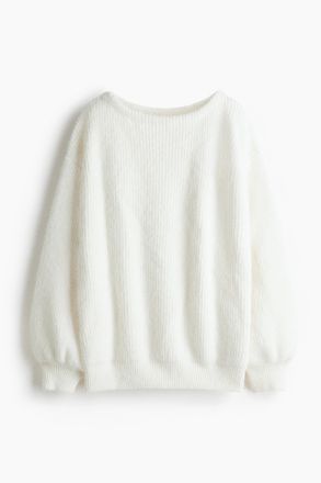 H&M Oversized Pullover mit U-Boot-Ausschnitt - Weiss
