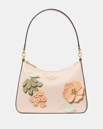 Kate Spade New York Womens Margot Floral Shoulder Bag - Pink Leather - One Size