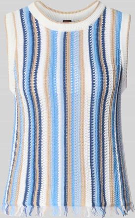 Stefanel Stricktop mit Fransen in Hellblau Melange, Größe XS