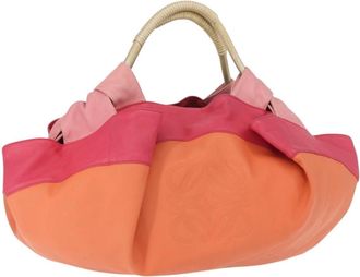 Loewe Anagram Logo Nappa Aire Hand Bag Leather Orange Leather Handbag (Pre-Owned)