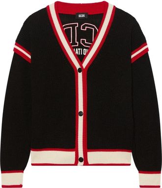 GCDS College Cardigan - Dames - Vesten - Zwart - L - Wol - Truien & Vesten