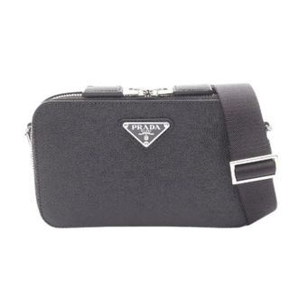 Prada Pre-owned Brique Saffiano lederen schoudertas - Heren - Vintage Schoudertas - Zwart - ONE Size - Leer - Vintage