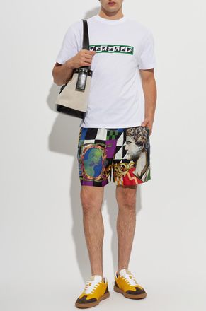 Versace Cotton T-shirt With Print, Mens, White