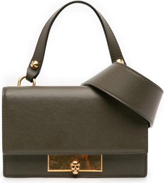 Alexander McQueen Pre-owned Shoulder Bags, female, Green, Size: ONE SIZE Pre-owned Leather Top Handle Bag