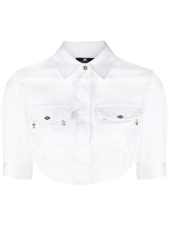 Elisabetta Franchi Camicia crop con ciondolo - Bianco