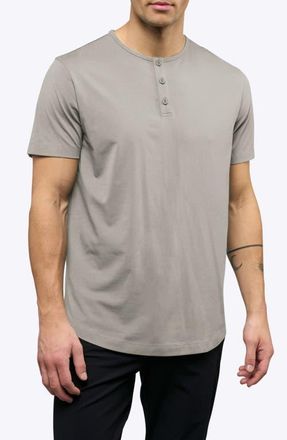 Cuts AO Curved Hem Short Sleeve Henley in Mourning Dove at Nordstrom, Size Xx-Large