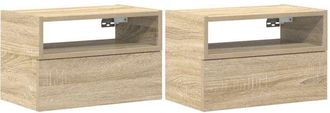 vidaXL Wall-mounted Bedside Cabinets 2 pcs Sonoma Oak 45x26x28.5 cm vidaXL