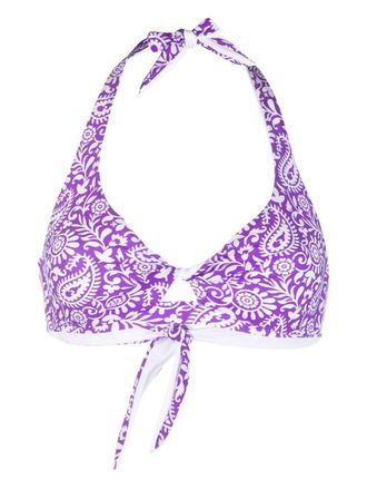 MC2 Saint Barth paisley-print twist bikini top - women - Elastane/Polyester - M - Purple