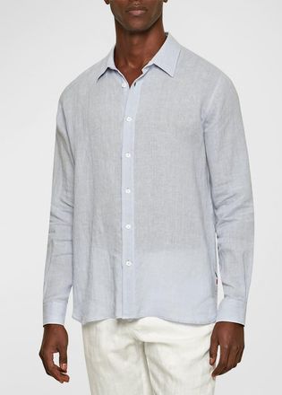 Orlebar Brown Mens Justin Linen Sport Shirt
