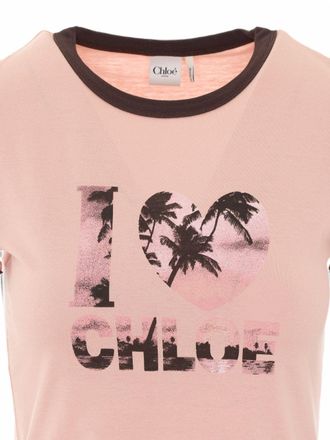Chlo&eacute; Graphic Logo Print T-Shirt - Pink