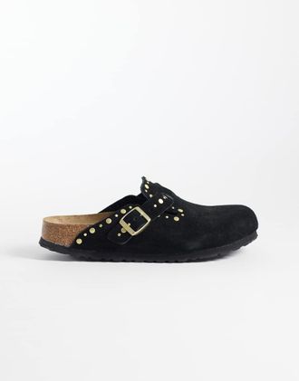 Birkenstock Boston - Zoccoli neri a pianta stretta con rivetti-Nero