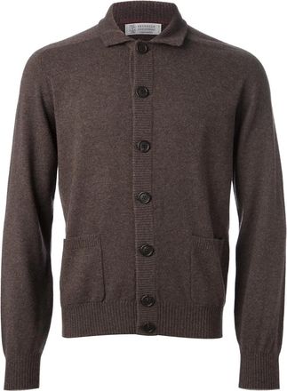 Brunello Cucinelli classic collar cardigan - Marrone