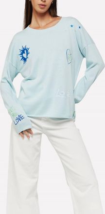 Brodie Darlene Crew Pullover In Aqua Mist / Multi