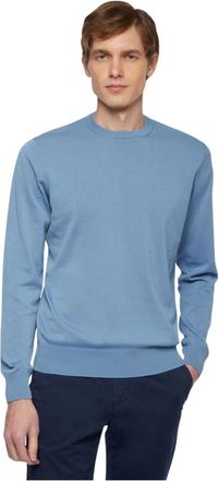 Brooks Brothers Mak&ograve; Katoenen Trui - Heren - Ronde hals truien - Blauw - XL - Katoen - Truien & Vesten
