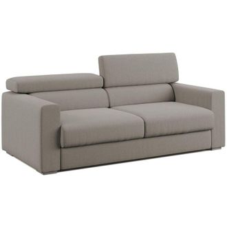 Divani.Store Divani.store - Dylan Sof&aacute; Con Pouf Extra&iacute;ble En Tejido Efecto Algod&oacute;n Impermeable 188 Cm Topo