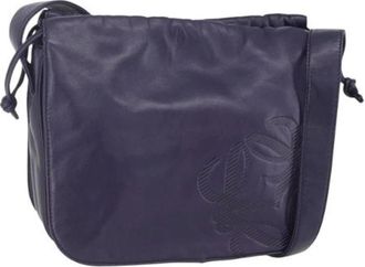Loewe Pre-owned Cross Body Bags, female, Purple, Size: ONE SIZE Pre-owned Leather Shoulder Bag