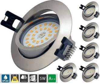 OEM Foco Led Empotrable Ultrafino Regulable, Ip44, 6,5 W Ca 230 V, Luz Blanca C&aacute;lida 3000 K, 400 L&uacute;menes, Iluminaci&oacute;n Para Ba&ntilde;o, Sal&oacute;n, Cocina, Pasillo, G