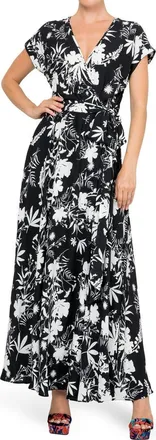 Meghan Fabulous Jasmine Floral Print Wrap Maxi Dress in Dhalia Black at Nordstrom Rack, Size 3X-Large
