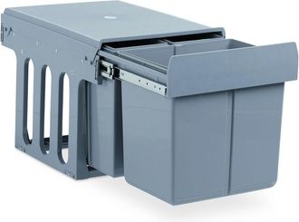 Relaxdays Relaxdays - Contenedor De Basura Para Cocina, Cubo Basura 3 Compartimentos, 15 Y 8l, Pl&aacute;stico, 35,1 X 34,3 X 48 Cm, Gris