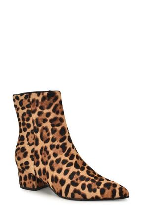 Nine West Maribu Leopard Print Genuine Calf Hair Bootie in Dark Natural at Nordstrom, Size 5