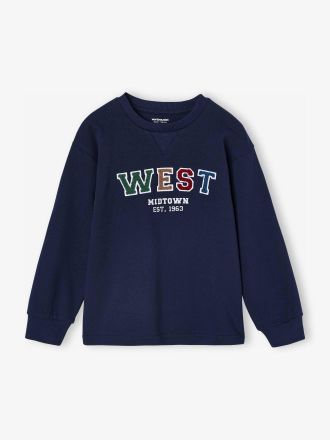 Vertbaudet Jungen Shirt mit Frottee-Motiv und Recycling-Baumwolle marine