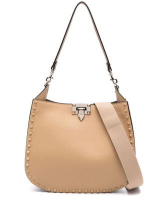 Valentino Garavani Rockstud-embellished leather shoulder bag - Neutrals