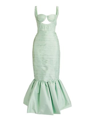 Sandra Mansour Daffodil Pleated Maxi Dress Size L