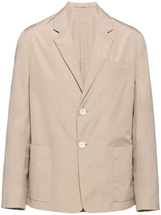 Prada triangle logo cotton blazer - men - Cotton - 54R - Neutrals