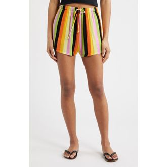 Rip Curl Neon Stripe Drawstring Shorts in Orange Multi at Nordstrom, Size Xx-Small